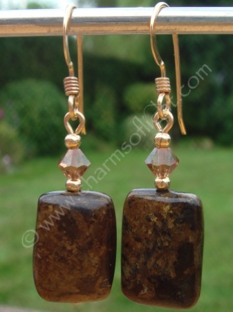 Bronzite Crystal & Gold Earrings